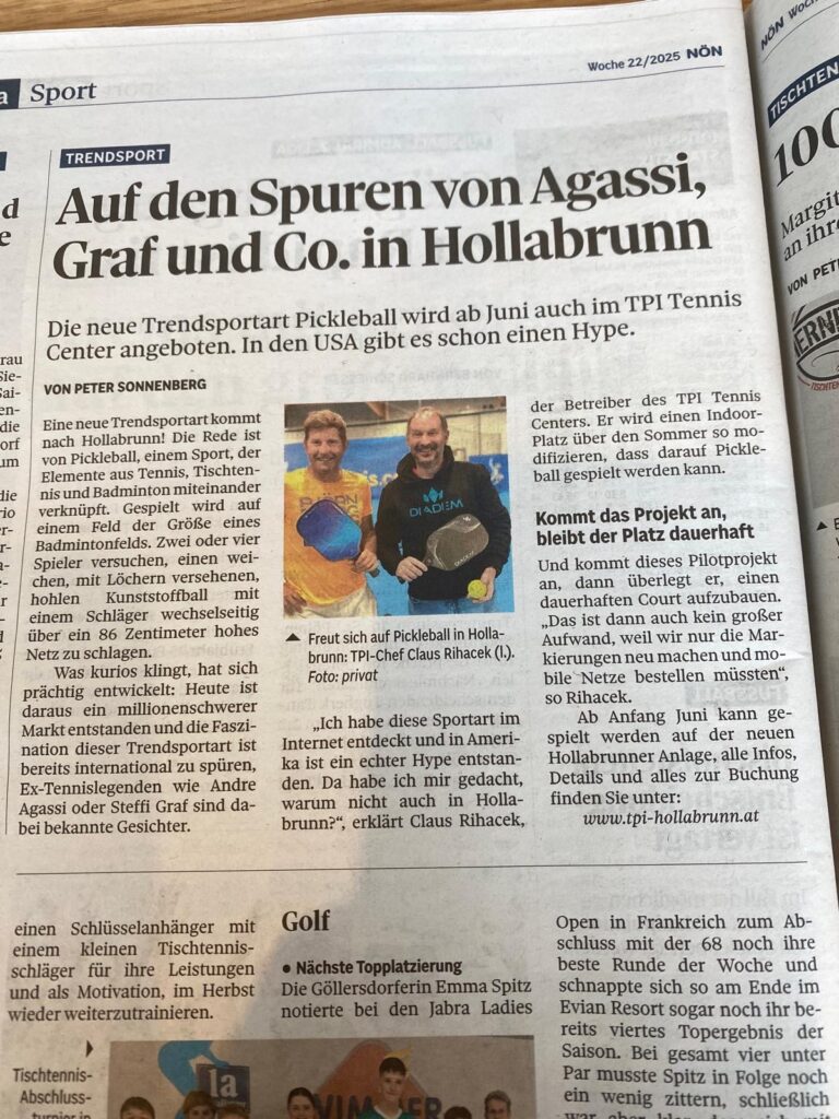 Pickleball in Hollabrunn im TPI TENNIS CENTER auf ReboundAce ConiRace Sportbelag