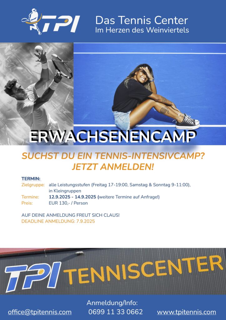 Erwachsenenkurs Tenniskurse Erwachsenentennis Tennisworkshop Hollabrunn Rihacek TPI Tenniscenter Tennishalle ReboundAce