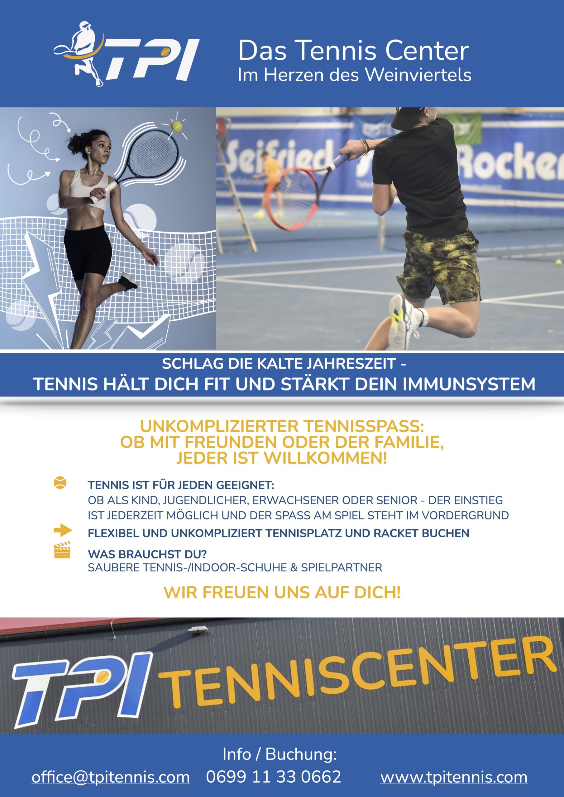 Erwachsenenkurs Tenniscamps Sparring Tenniskurse Erwachsenentennis Tennisworkshop Hollabrunn Rihacek TPI Tenniscenter Tennishalle ReboundAce Winterabo regelmäßige Tennisstunden Weinviertel willkommen Spaß Bewegung Leistungssportler Tennistrainer Hobbysportler Familie Kinder Teenager Freunde unkompliziert Tennis spielen Freizeitsport Tennisschläger Bespannung Besaitung Tennissport Wintersport Ganzjahressport