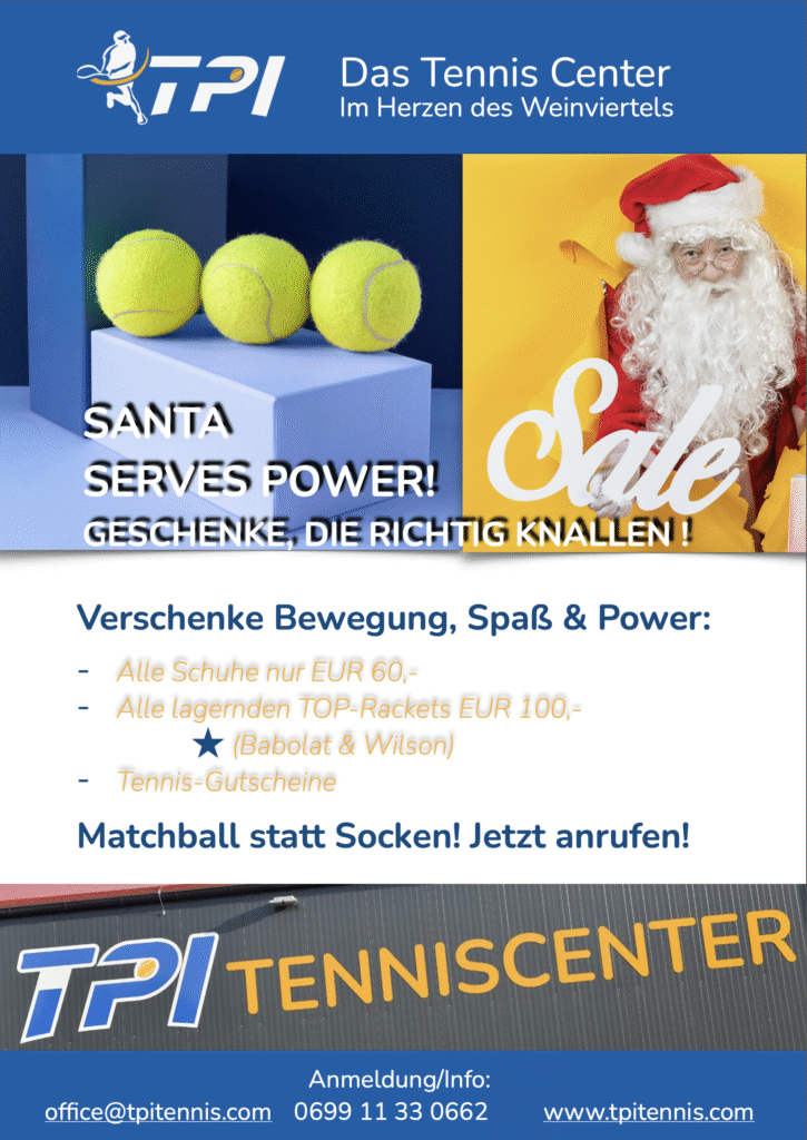 Tennisgutscheine SportWeinviertel Tennistraining Weihnachtsgutscheine Hollabrunn Weinviertel TPI Tennis Center