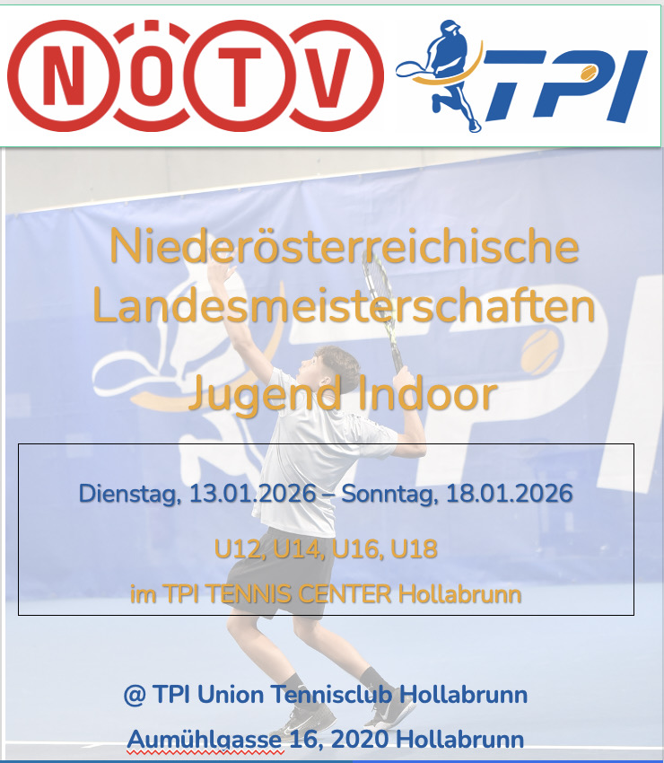 Tennisgutscheine SportWeinviertel Tennistraining Weihnachtsgutscheine Hollabrunn Weinviertel TPI Tennis Center NÖTV NÖ Landesmeisterschaften