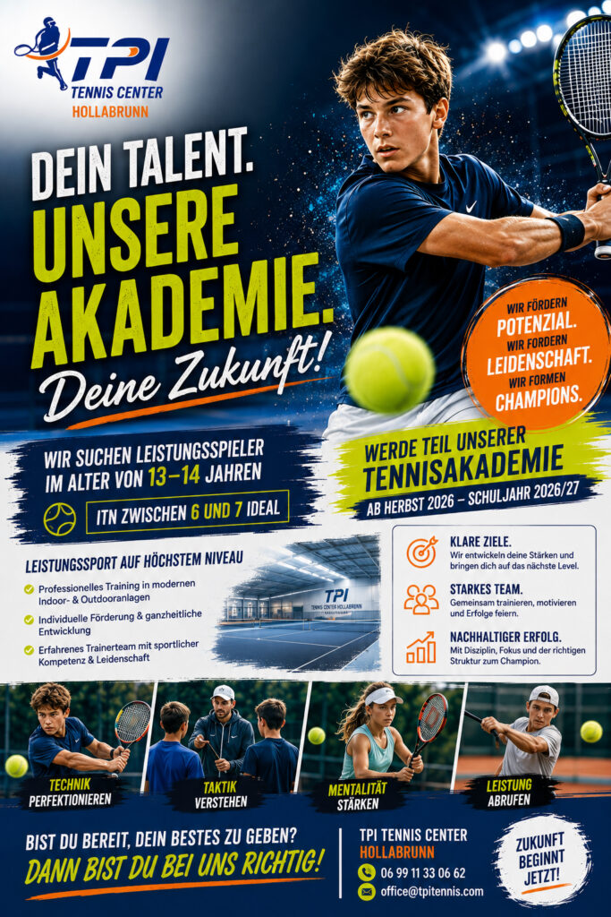 Leistungssport Leistungstennis Tennisakademie Hollabrunn Rihacek Akademietraining Tennishalle Weinviertel